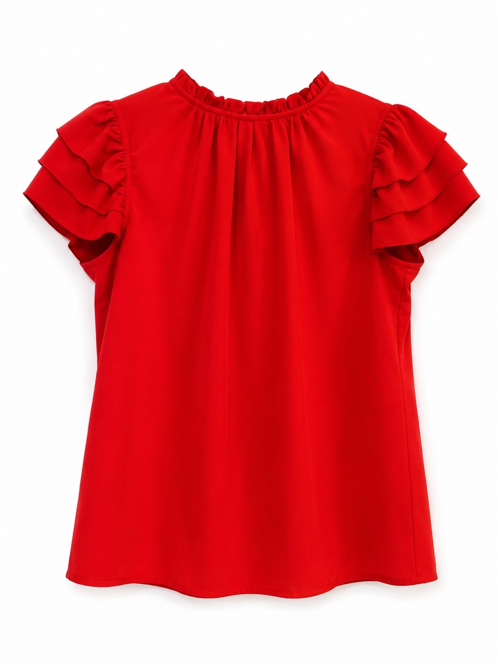 KIRUNDO Red Ruffle Sleeve Blouse | Size Small | New Without Tags (NWOT)